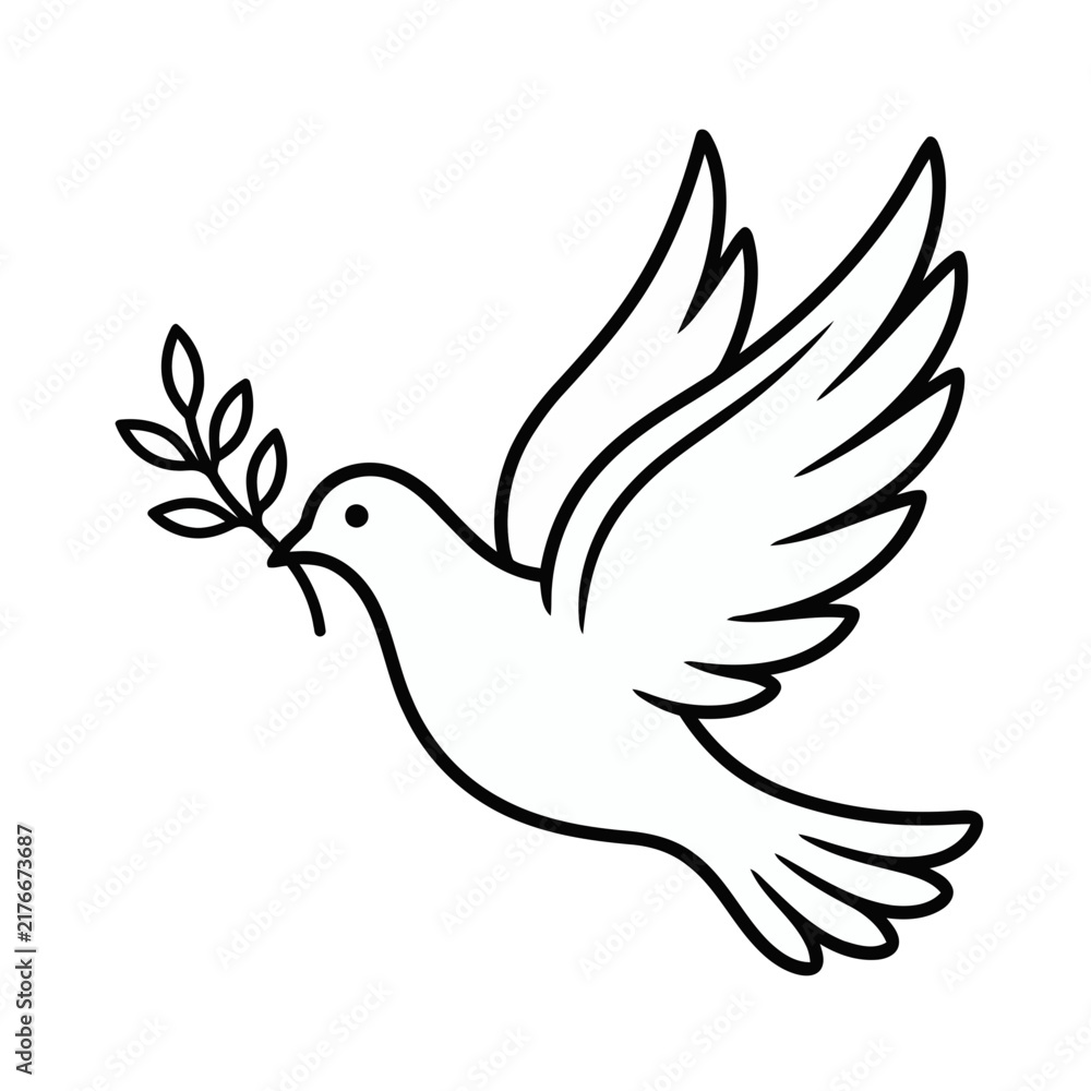 Fototapeta premium Dove with Olive Branch Vector
