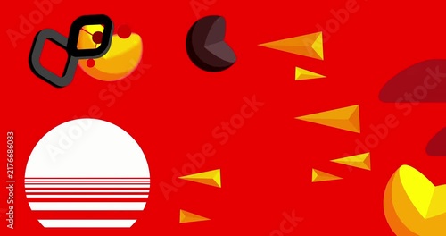 Geometrical graphic retro theme background animation with place for text. Minimal geometric elements frame video. Vintage abstract shapes for advertising.