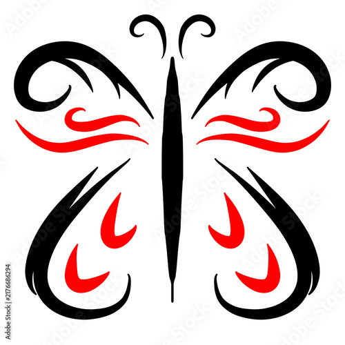 Tattoo butterfly. Symmetrical Butterfly Tribal Tattoo Design. Tribal art design 