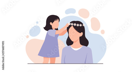 Young girl character illustration vector graphic with minimal style