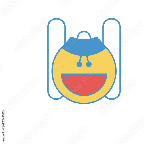 Yellow and blue backpack icon