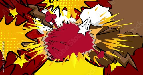 Cartoon background animation, comic book backdrop video. Retro comics pop art design.