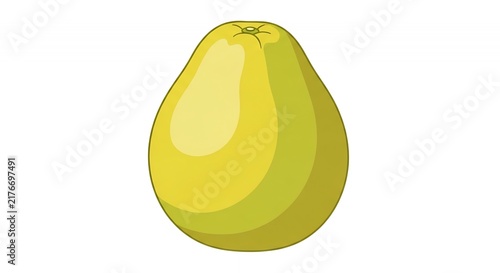 Large Fresh Green Pomelo Fruit Illustration Isolated on White Background Organic Healthy Citrus Food Graphic Design