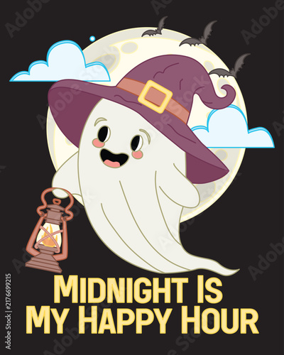 cute halloween ghost with lantern 