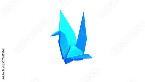 鶴 折り紙 3DCGレンダリング画像 透過png