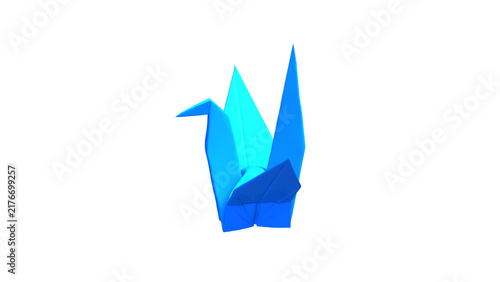 鶴 折り紙 3DCGレンダリング画像 透過png
