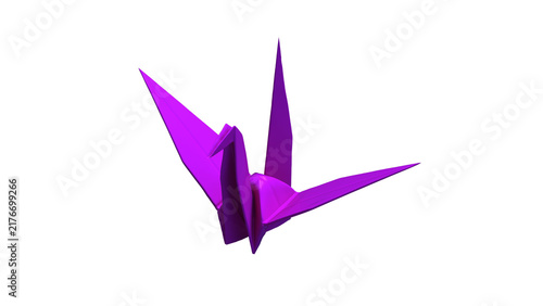 鶴 折り紙 3DCGレンダリング画像 透過png