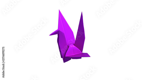 鶴 折り紙 3DCGレンダリング画像 透過png