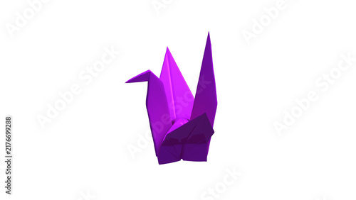 鶴 折り紙 3DCGレンダリング画像 透過png