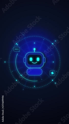 Chatbot ai assistant digital network technology, artificial intelligence chat bot symbol