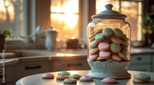 Vintage Cookie Jar Warm Light Nostalgic Comfort Concept Background