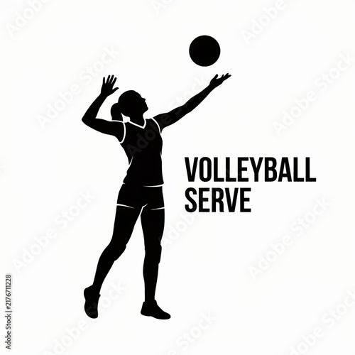 Volleyball player performing an overhand serve silhouette