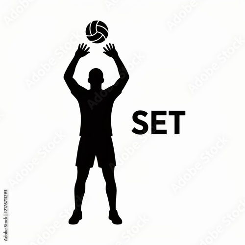 Volleyball player performing an overhead set silhouette