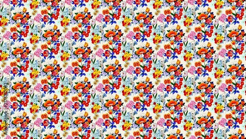 seamless floral pattern with wildfloewrs and leaves for fabric and wallpaper