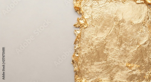 Beautiful golden crumpled foil texture against clean white background for artistic and creative projects