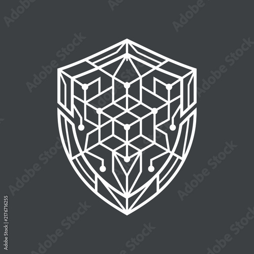 Modern Geometric Shield Emblem Represents Cybersecurity Protection And Data Integrity