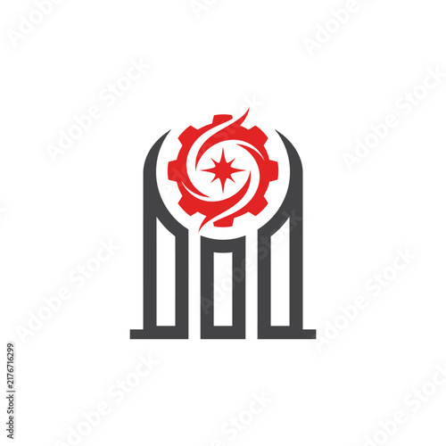 Modern Industrial Architecture Logo Design With Abstract Gear Element
