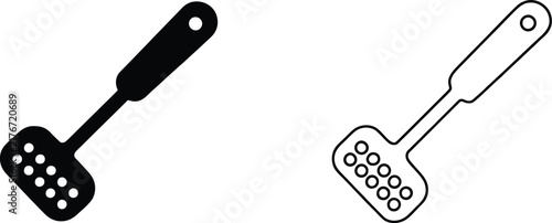 Obraz na płótnie Two Potato Mashers Black Solid and Outline Icons vector illustration isolated on