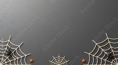 Spooky white spider webs on a dark grey background perfect for a festive halloween party invitation card design