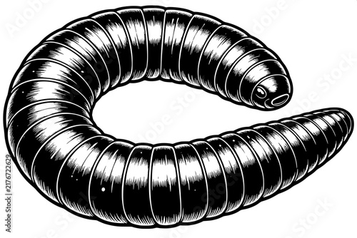 Black and White Eisenia Fetida Earthworm Scientific Vector Illustration