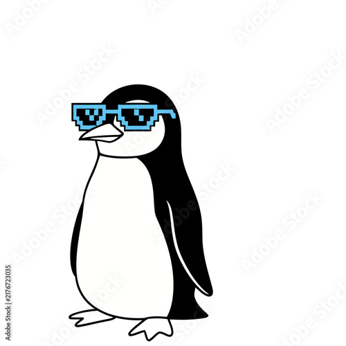 Penguin wearing pixelated sunglasses