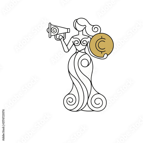 Woman with Megaphone and Coin