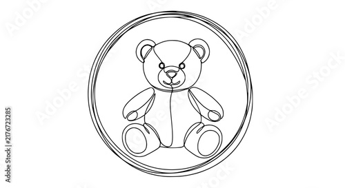 Cute Teddy Bear Outline Drawing Icon Isolated on Transparent Background