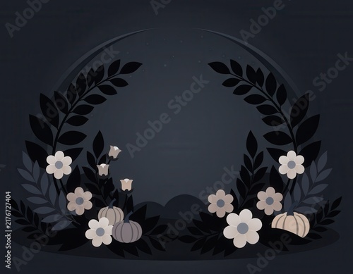 Stylish dark floral display featuring pumpkins perfect autumn festivities seasonal home decor