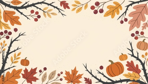 Colorful autumn leaves pumpkins create beautiful border seasonal celebrations fall festivities