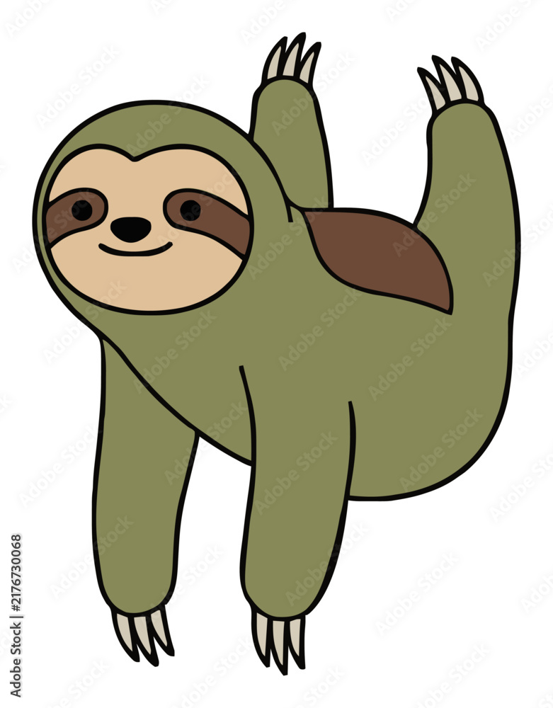 Fototapeta premium Cute three toed sloth vector illustration isolated o.... Generative AI