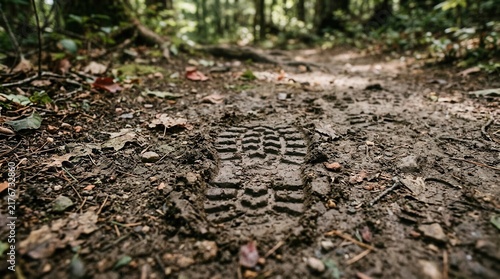 Muddy Footprint Trail In The Forest Ground Detailed Texture