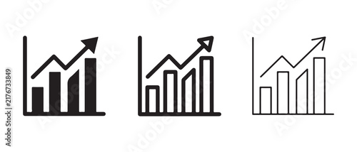 upward trending bar chart icons with growth arrows illustrating financial success and progress in business presentations