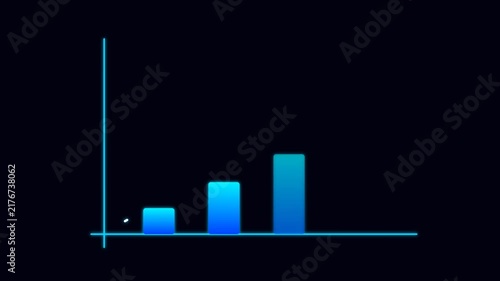 Blue neon coordinate axis motion graphics for data visualization and business statistics loop