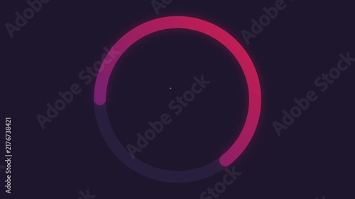 Minimalist pink circular progress bar loading motion graphics loop on dark purple background.