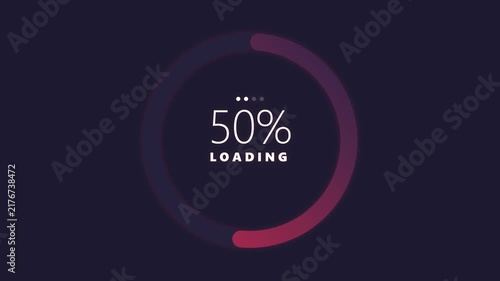 10 percent circular progress bar loading animation video clip on dark purple background