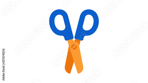 Blue and orange scissors for kids, suitable for school crafts, cutting paper, DIY projects, and safe creative activities.