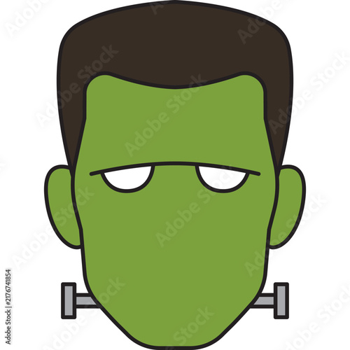 Minimalist Frankenstein Monster Face Vector Illustration for Halloween Design