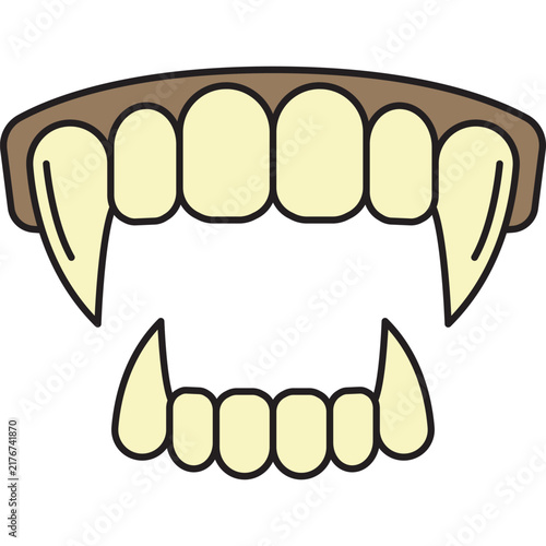 Stylized Vampire Fangs and Teeth Vector Illustration Isolated on Black Background