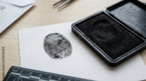 Obraz w ramie Fingerprint Identification Process For Forensic Investigation