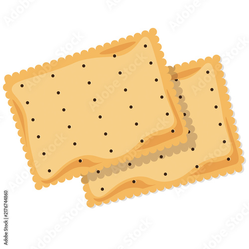 Canvastavla Two rectangular saltine crackers isolated on white background