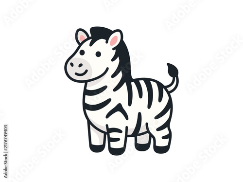 Cute cartoon zebra standing and smiling.