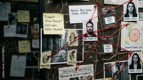 Intriguing Detective Investigation Board Unraveling Criminal Case Secrets