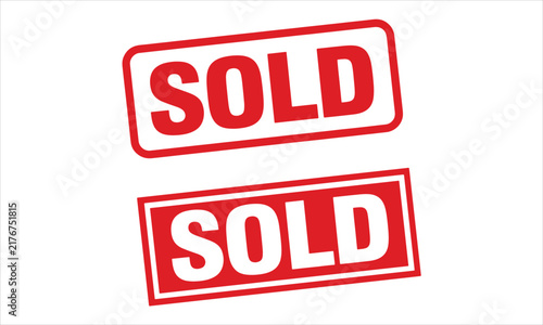 Sold Red Grunge Rubber Stamp Product Seal Vector Isolated On White Background
