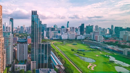 Signature Shot of Bangkok Cityscape Timelapse. Overlooking the Pathum Wan district of Ratchaprasong, a place of high end residential and commercial area.