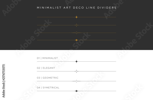 Minimalist gatsby art deco line divider with spark accent decoration vector collection