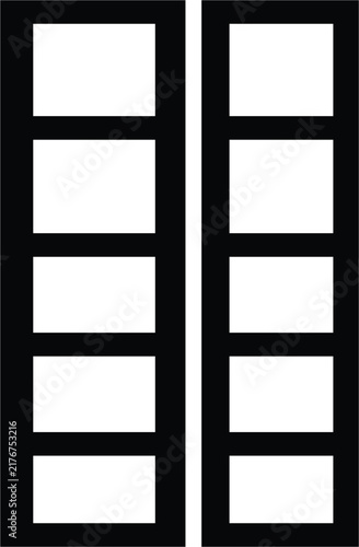 Black Film Strip Template with White Rectangular Frames for Photo and Video Design