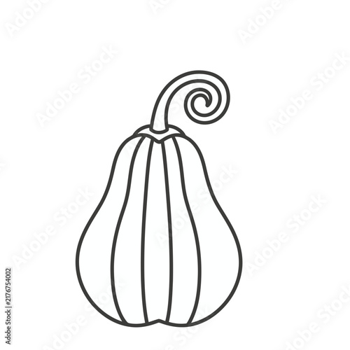 Outline of a pumpkin with a curly stem