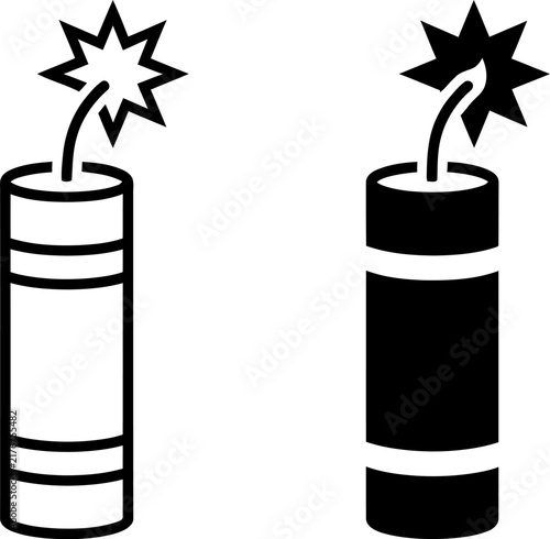 Photography Dynamite stick explosive bomb with burning fuse and spark vector icon set vector