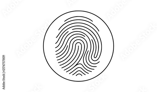 Fingerprint Biometric Scan Continuous One Line Drawing Vector