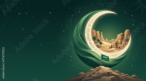 Saudi Arabia 96th National Day 2026 Arabian Desert Moon